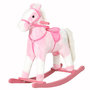 Voir la diapositive 1 : HOMCOM Cheval à bascule cheval de cowboy effet sonore selle rênes rose blanc