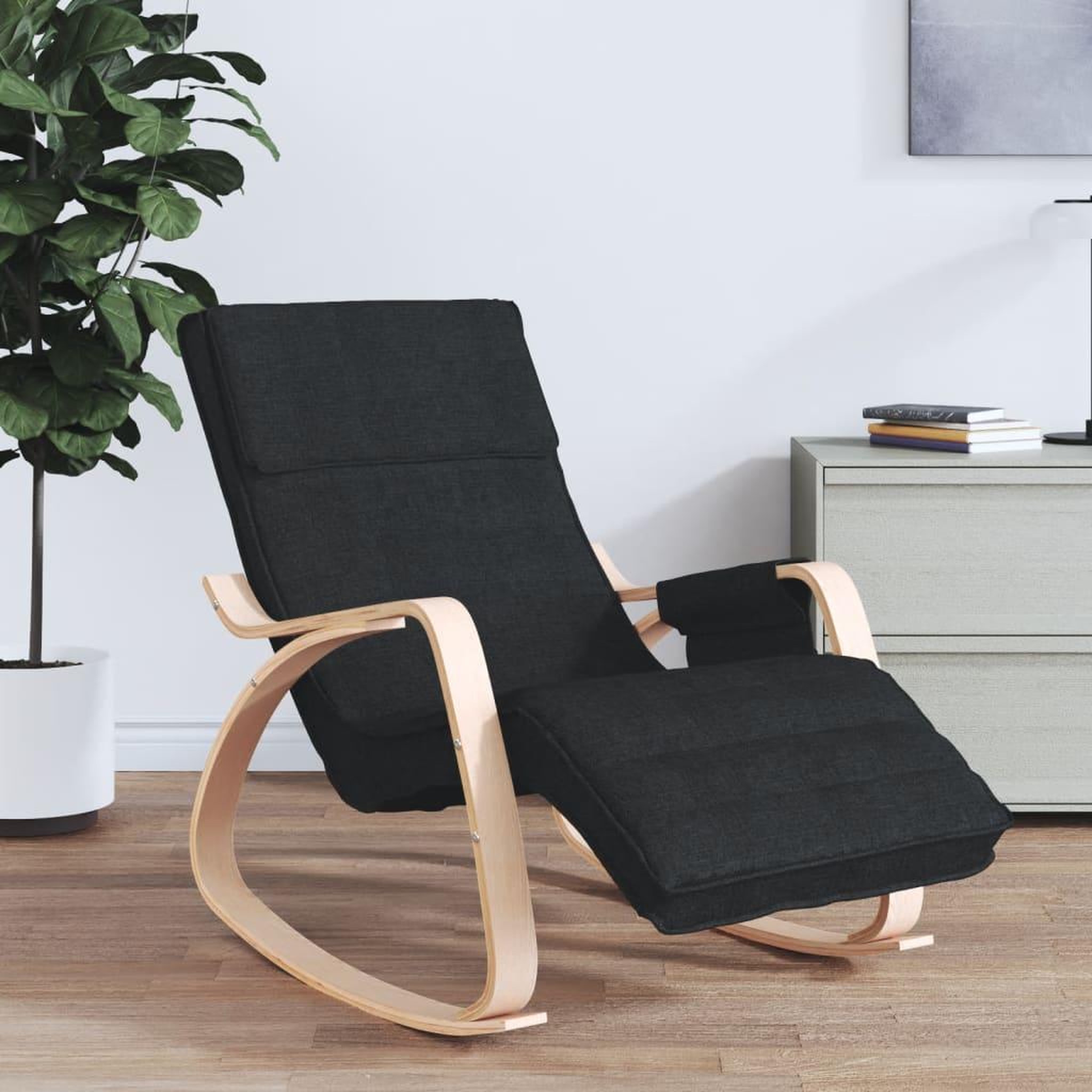Voir la diapositive 1 : VIDAXL Chaise a bascule Noir Tissu