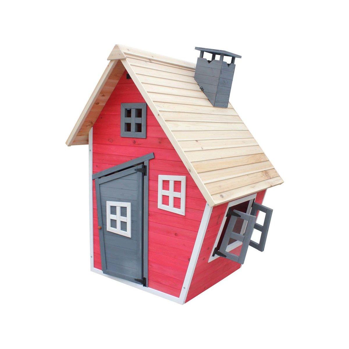 Habitat et Jardin Maisonnette  Lilou  - 119.5 x 156 x 102 cm - Rouge/Gris