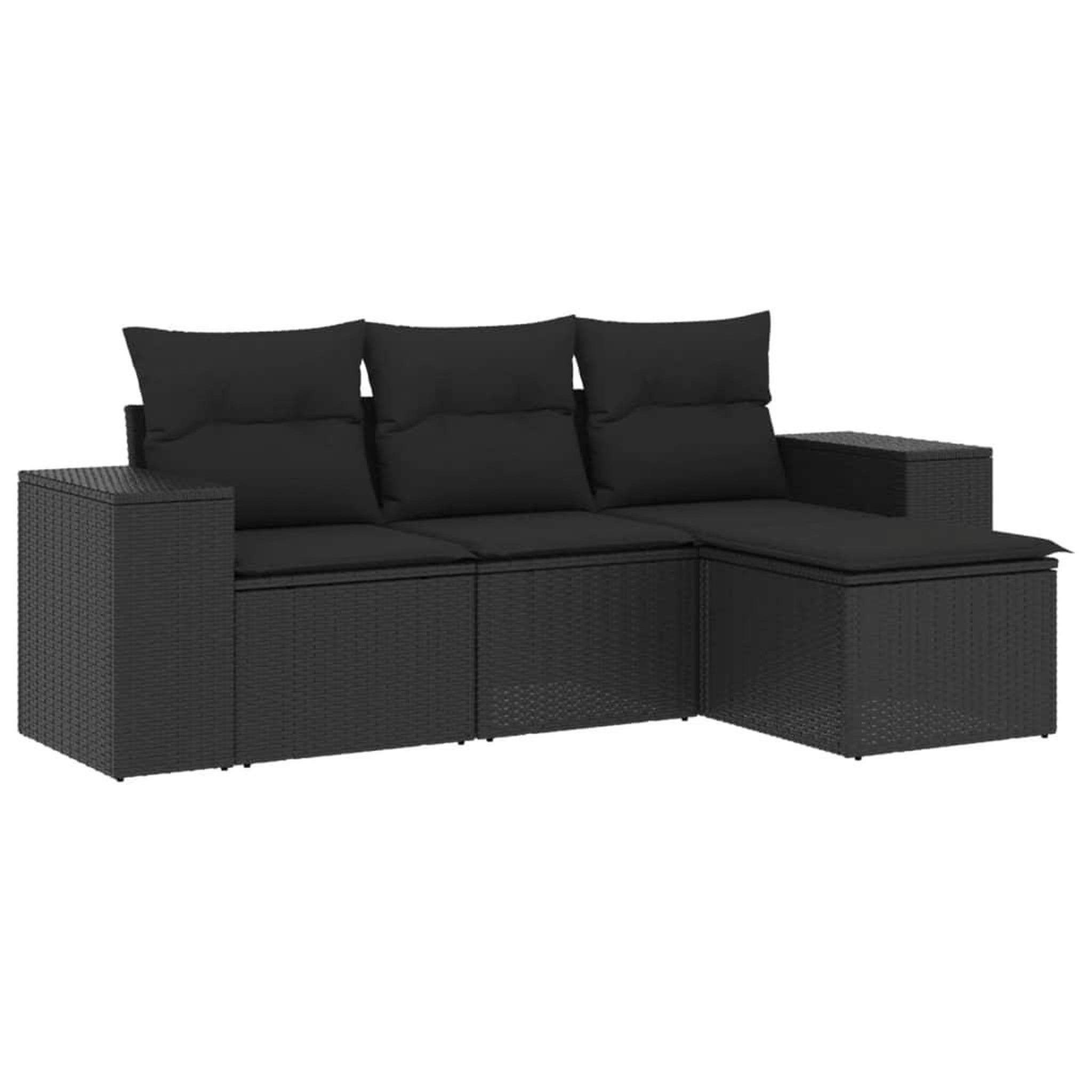 Voir la diapositive 2 : VIDAXL Salon de jardin 4 pcs avec coussins noir resine tressee