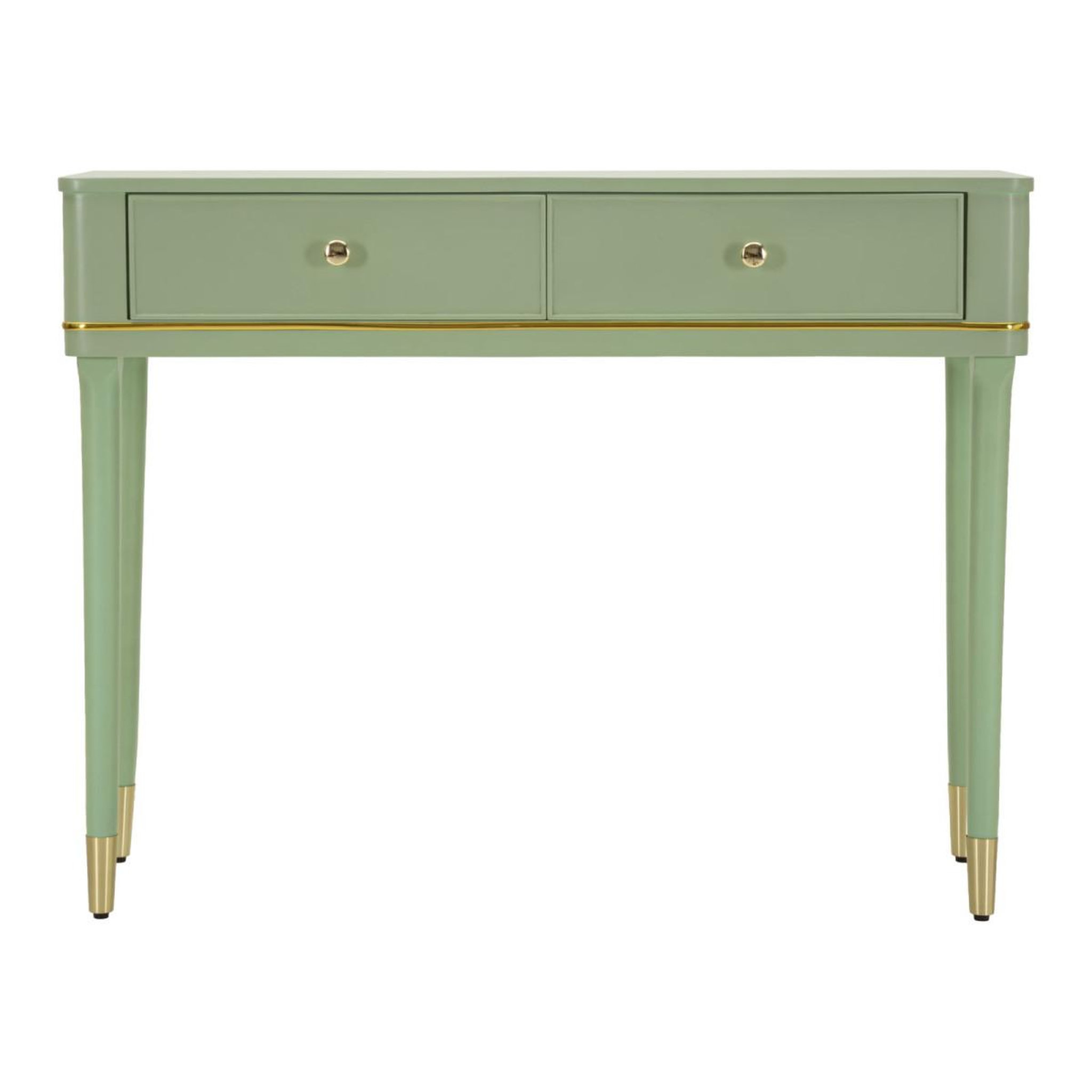 Voir la diapositive 2 : Paris Prix Console 2 tiroirs  camille  101cm vert & or