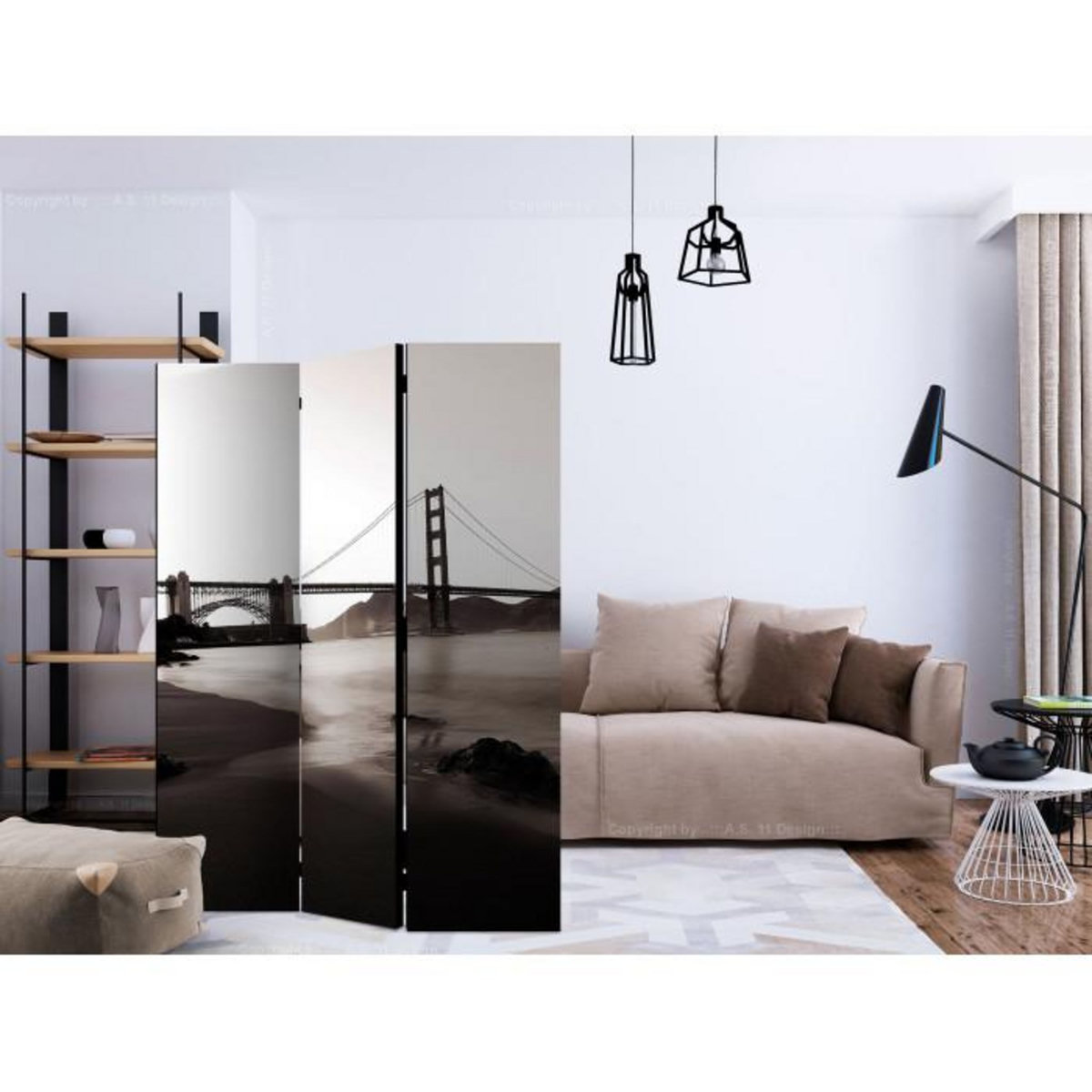 Paris Prix Paravent 3 Volets  San Francisco : Golden Gate Bridge  135x172cm