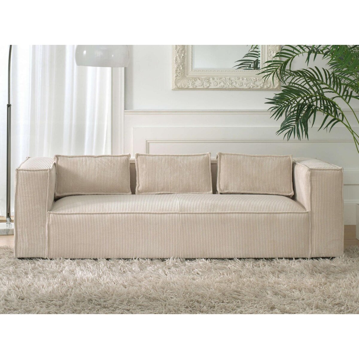 LISA DESIGN Stella - canapé fixe 3 places - en velours côtelé - style contemporain