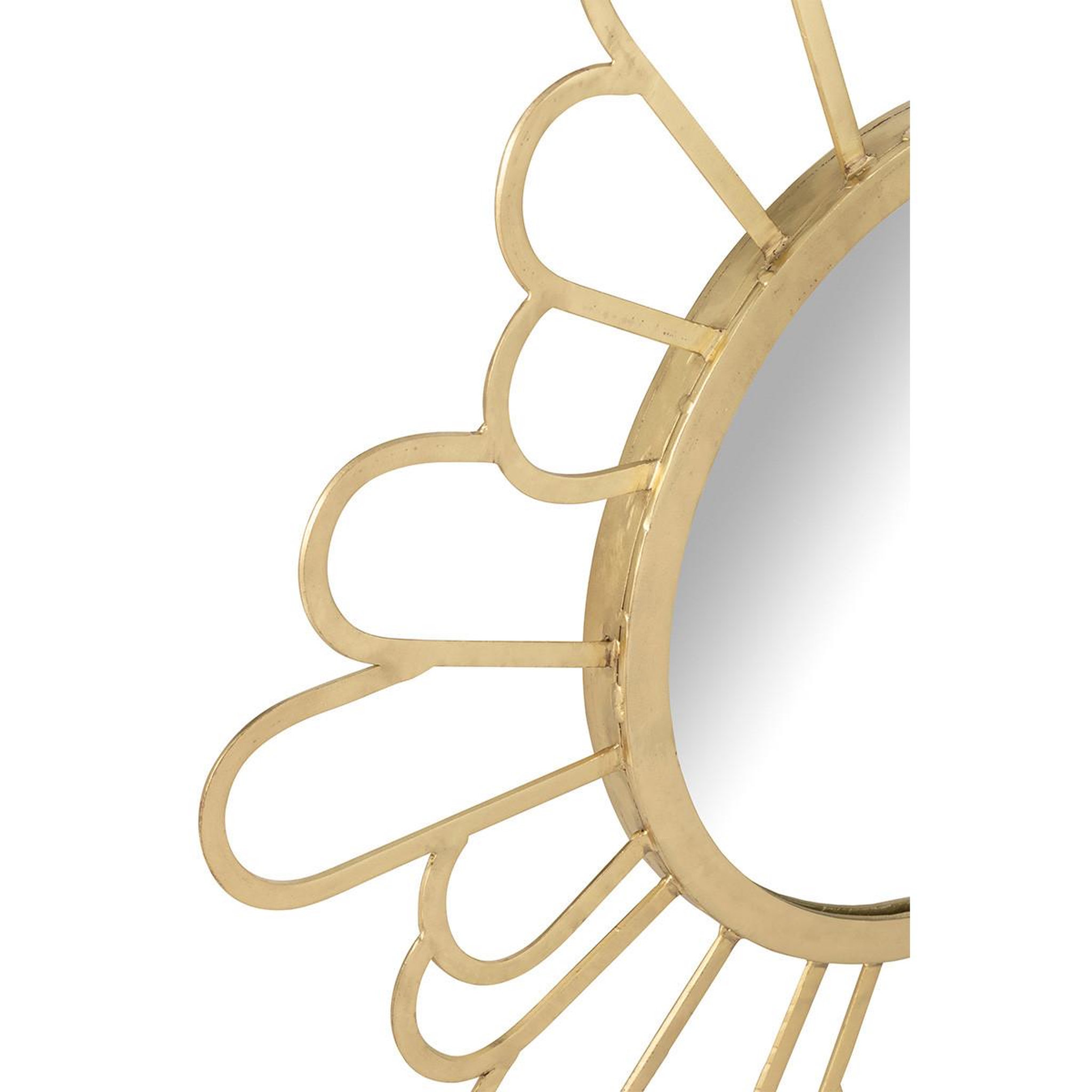 Voir la diapositive 2 : J-LINE Miroir mural fleur en métal  moza  90cm or