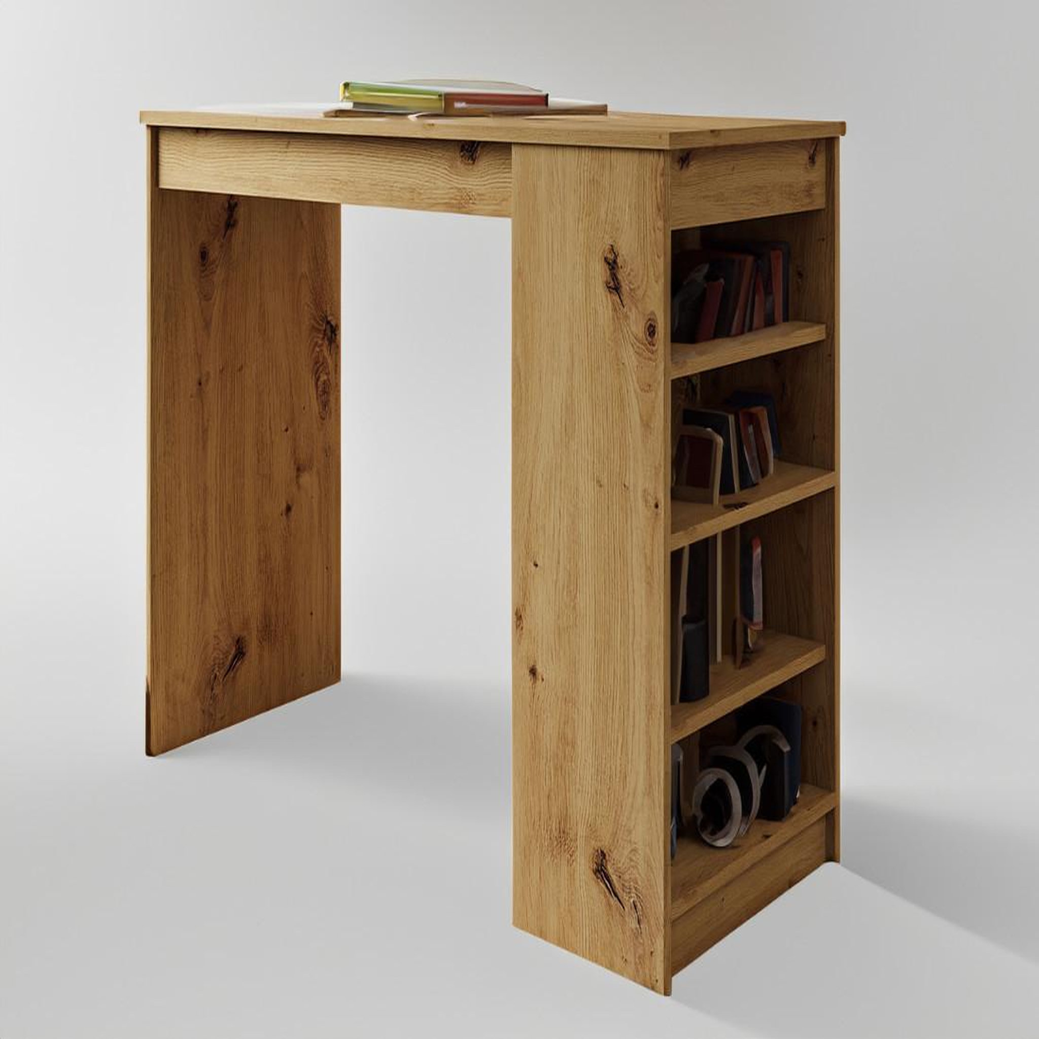Voir la diapositive 3 : BEST MOBILIER Drazic - table de bar avec rangements - effet bois - de 2 à 4 personnes