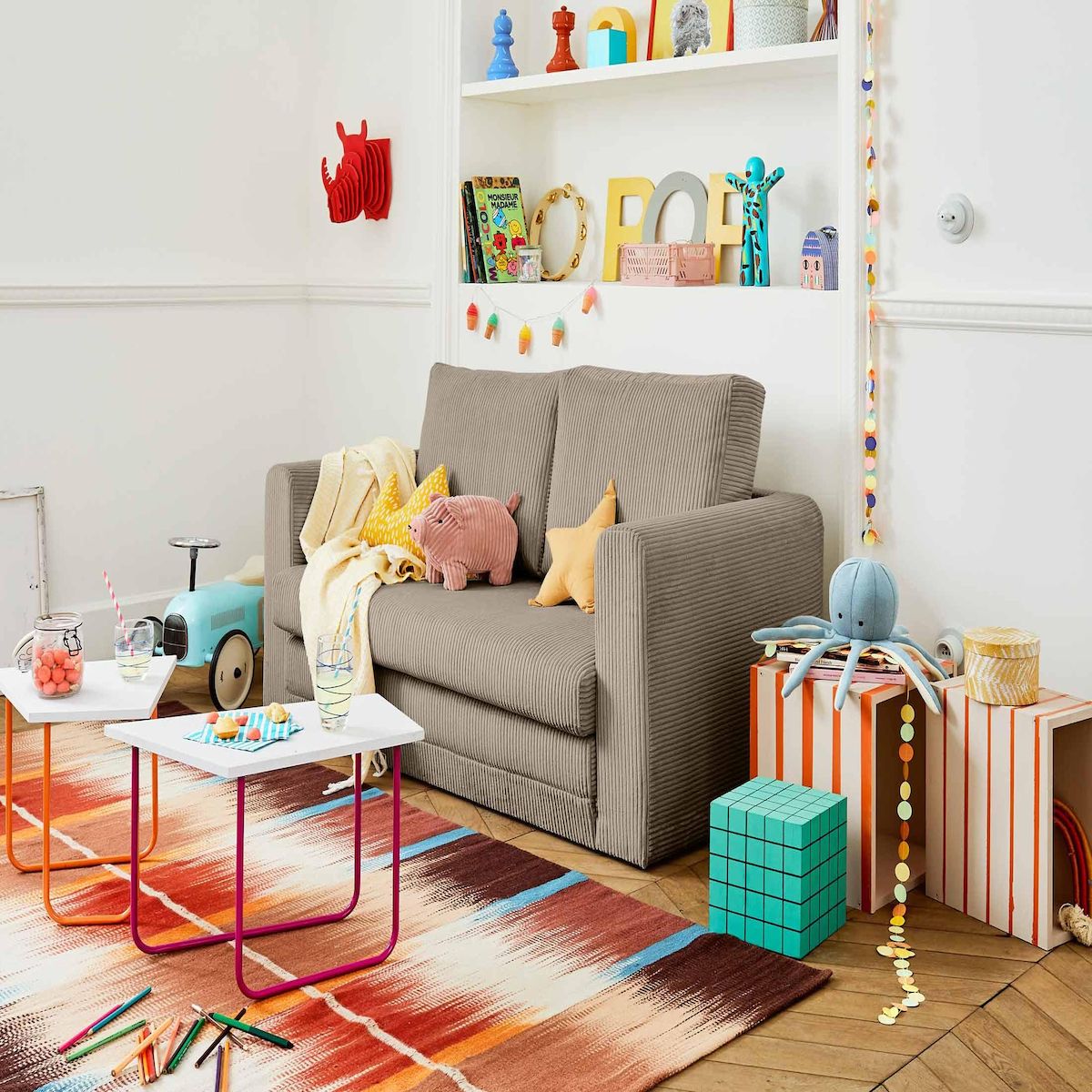 BEST MOBILIER Marilia - canapé 2 places - convertible déplimousse - en velours côtelé