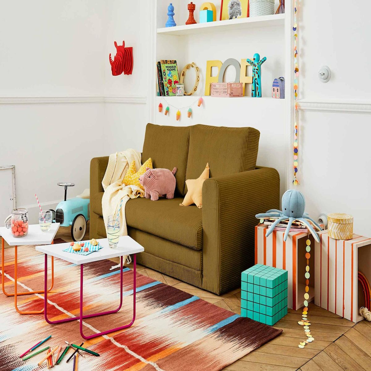 BEST MOBILIER Marilia - canapé 2 places - convertible déplimousse - en velours côtelé