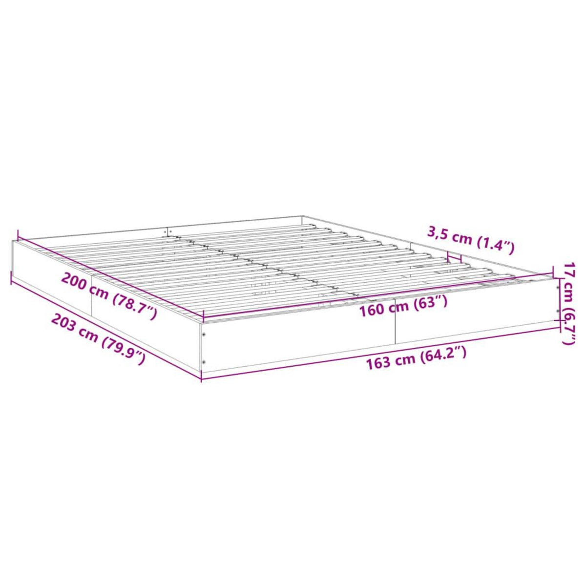 VIDAXL Cadre de lit sans matelas sonoma gris 160x200cm bois ingenierie