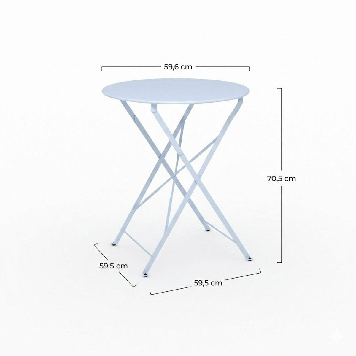 Rendez vous déco Table de jardin ronde et pliante en métal bleu pastel 2 personnes-Kayla