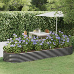 VIDAXL Lit sureleve de jardin Acier galvanise 322x100x36cm gris