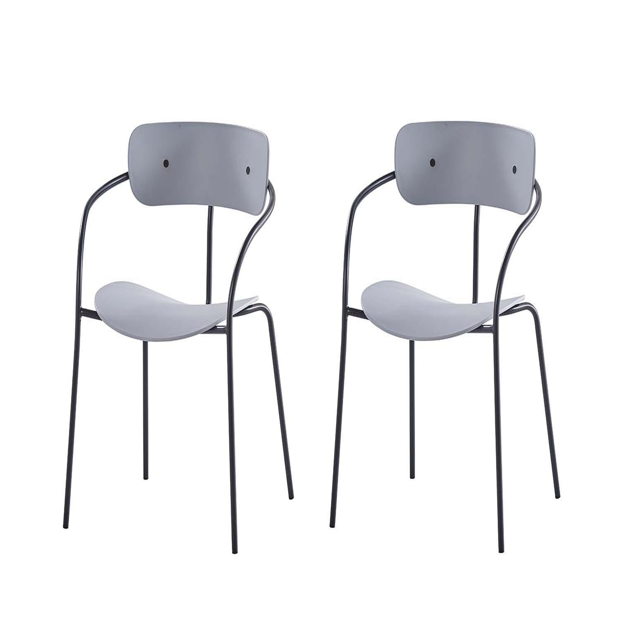 Voir la diapositive 3 : CONCEPT USINE Lot de 2 chaises design gris clair alexia