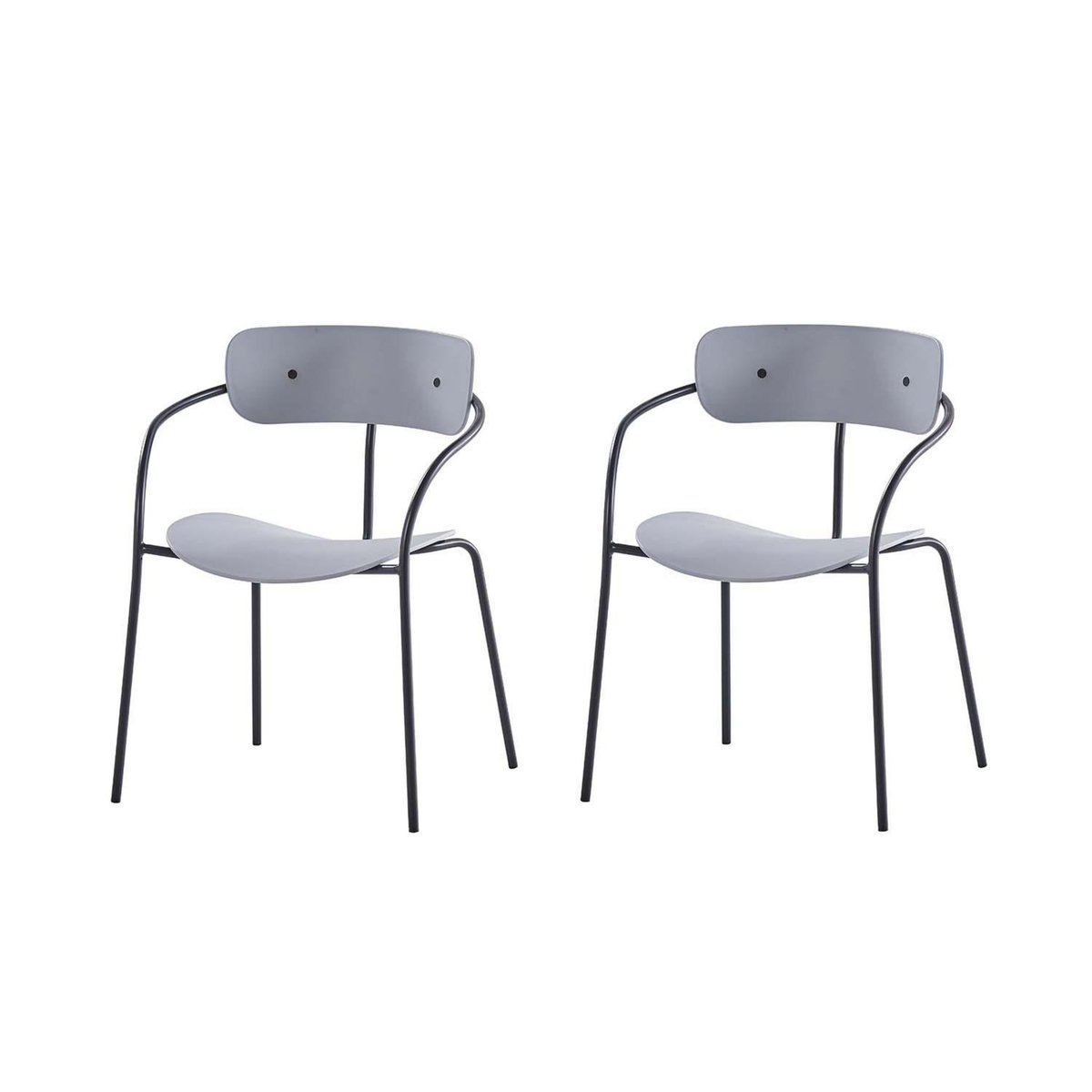 CONCEPT USINE Lot de 2 chaises design gris clair ALEXIA