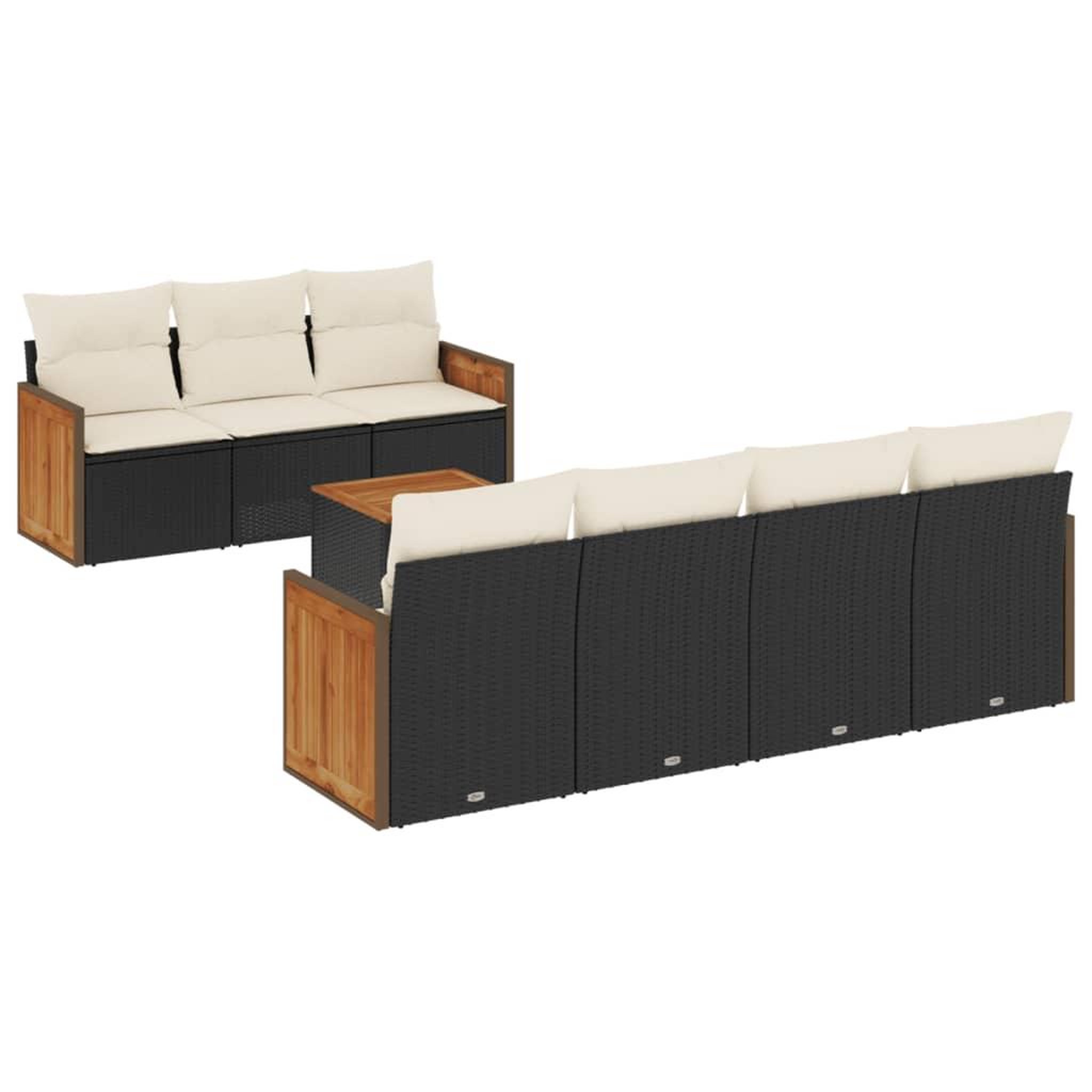 Voir la diapositive 2 : VIDAXL Salon de jardin 8 pcs avec coussins noir resine tressee