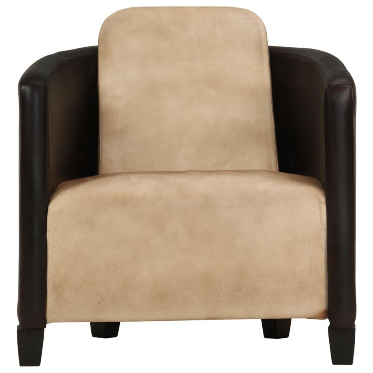 VIDAXL Fauteuil Brun roux et noir Cuir veritable