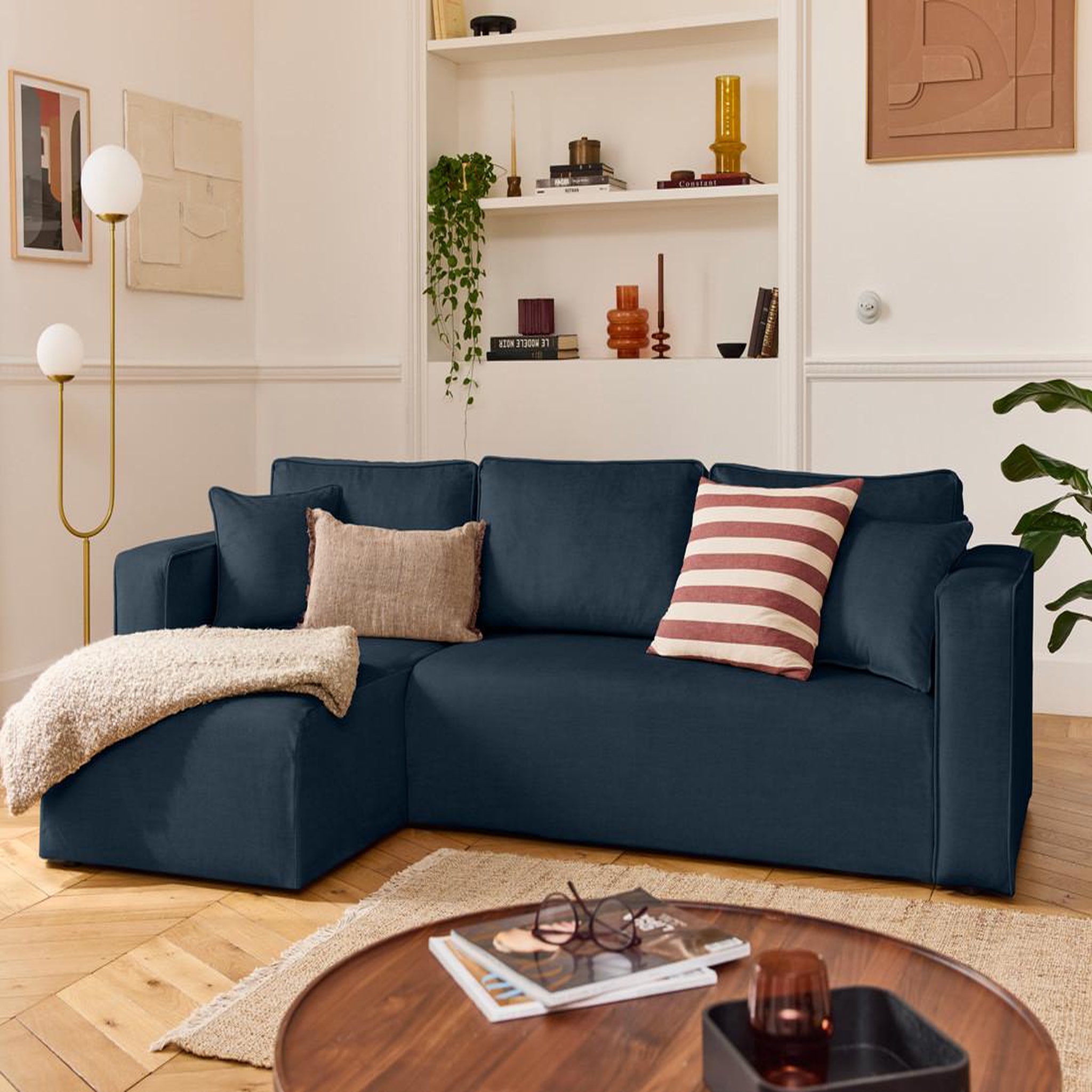 Voir la diapositive 5 : BEST MOBILIER Housse en velours pour canapé déhoussable topaze