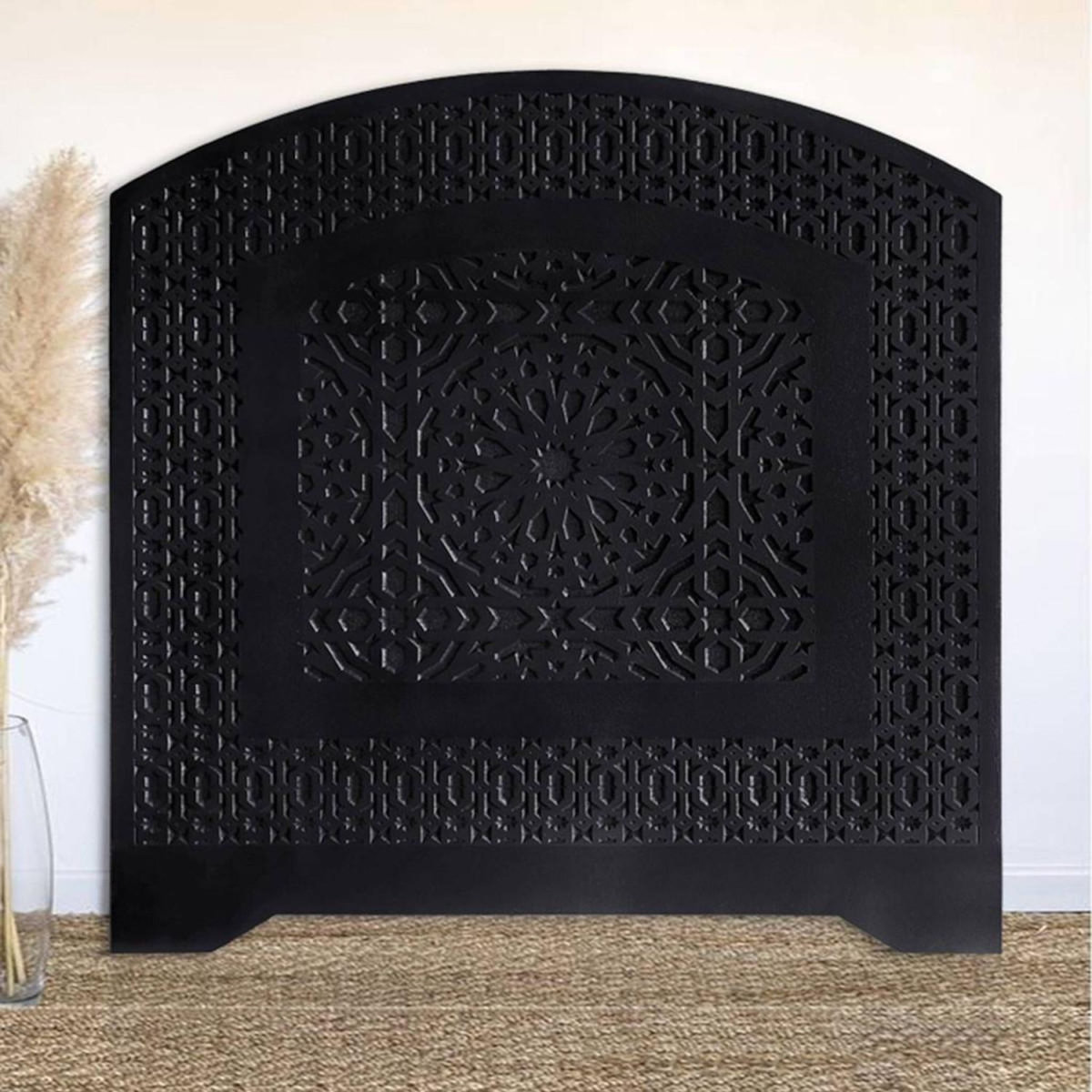 Paris Prix Tête de Lit Orientale en Bois  Sculpté  124cm Noir