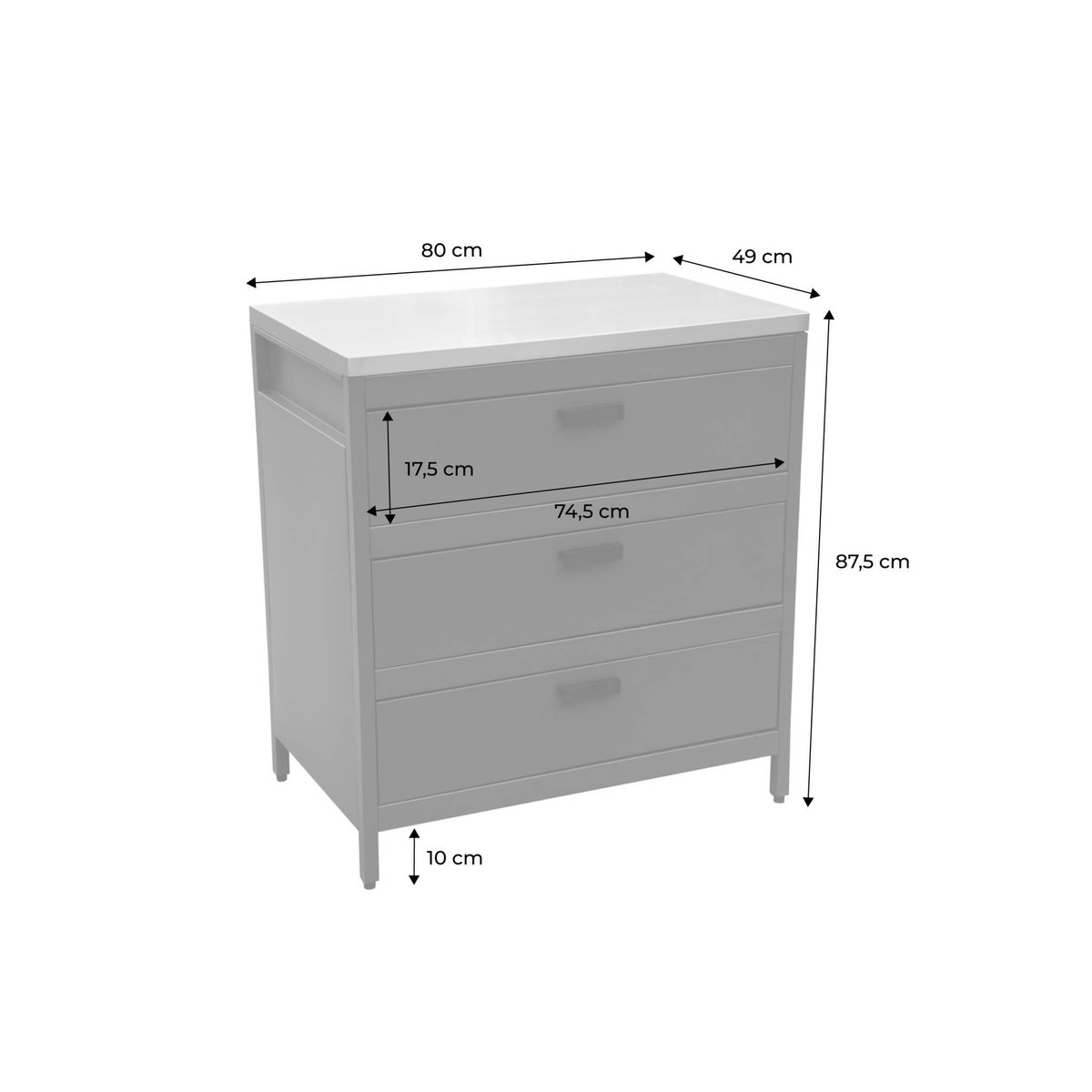 SWEEEK Cuisine d'extérieure en acier avec 3 tiroirs L80cm