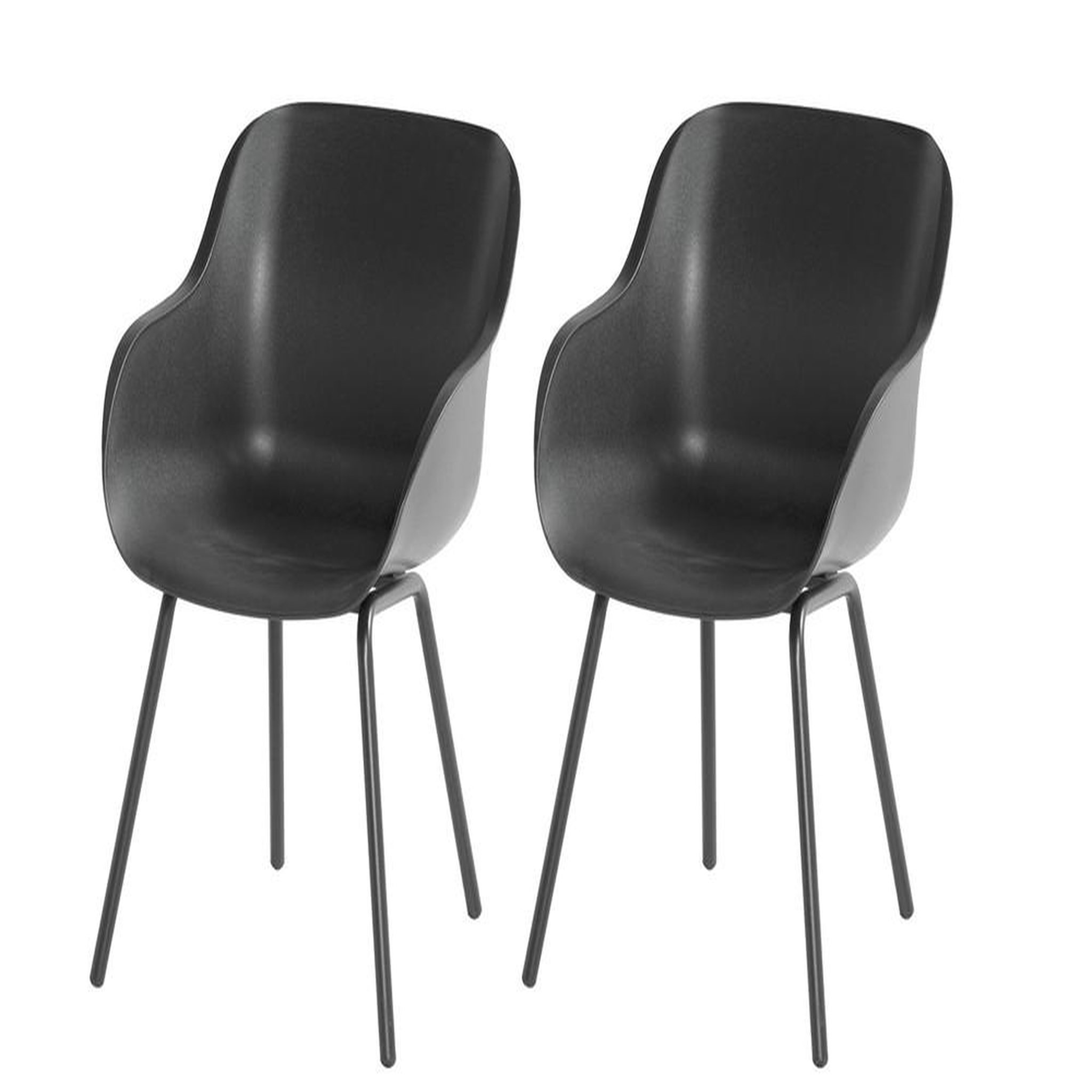 Chalet & jardin Lot de 2 chaises Sophie Rondo Elegance en résine - pieds en aluminium - Anthracite