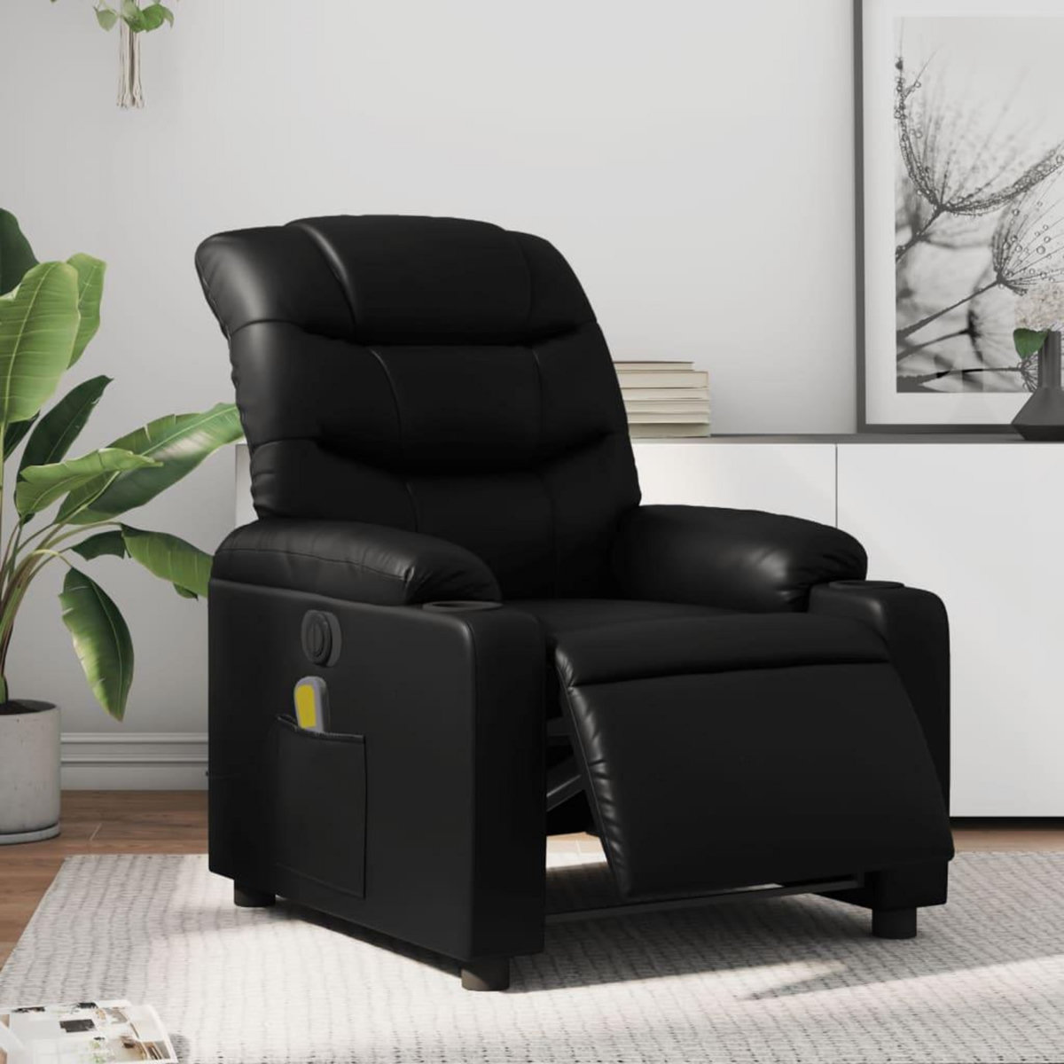 VIDAXL Fauteuil de massage inclinable electrique noir similicuir