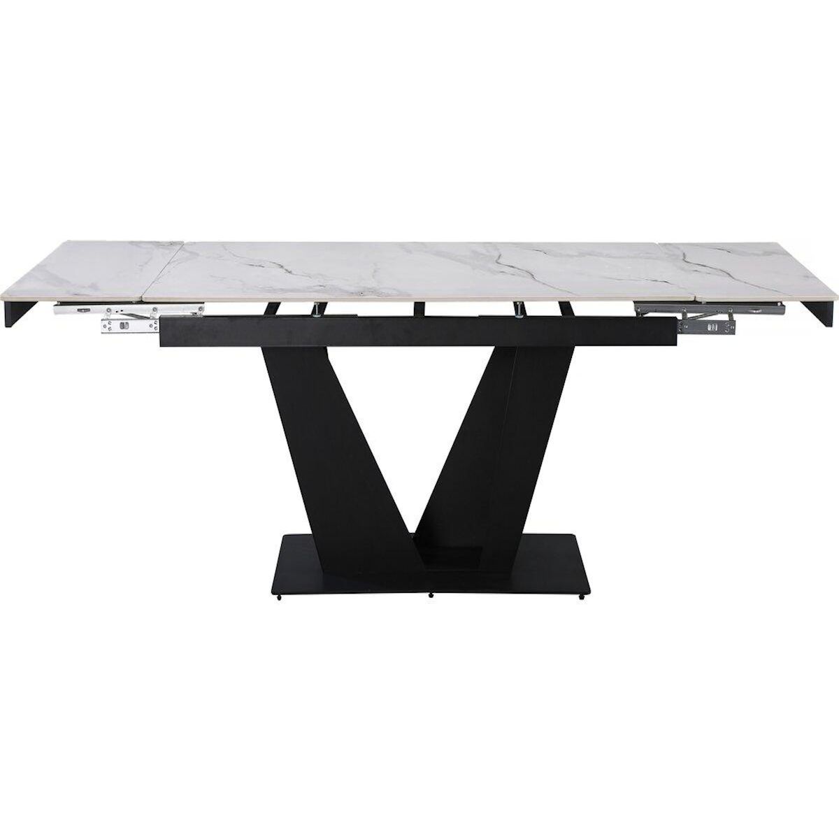 Habitat et Jardin Table à manger extensible en céramique - 160/240 cm - 6 à 10 personnes  Nova  - Blanc marbré gris