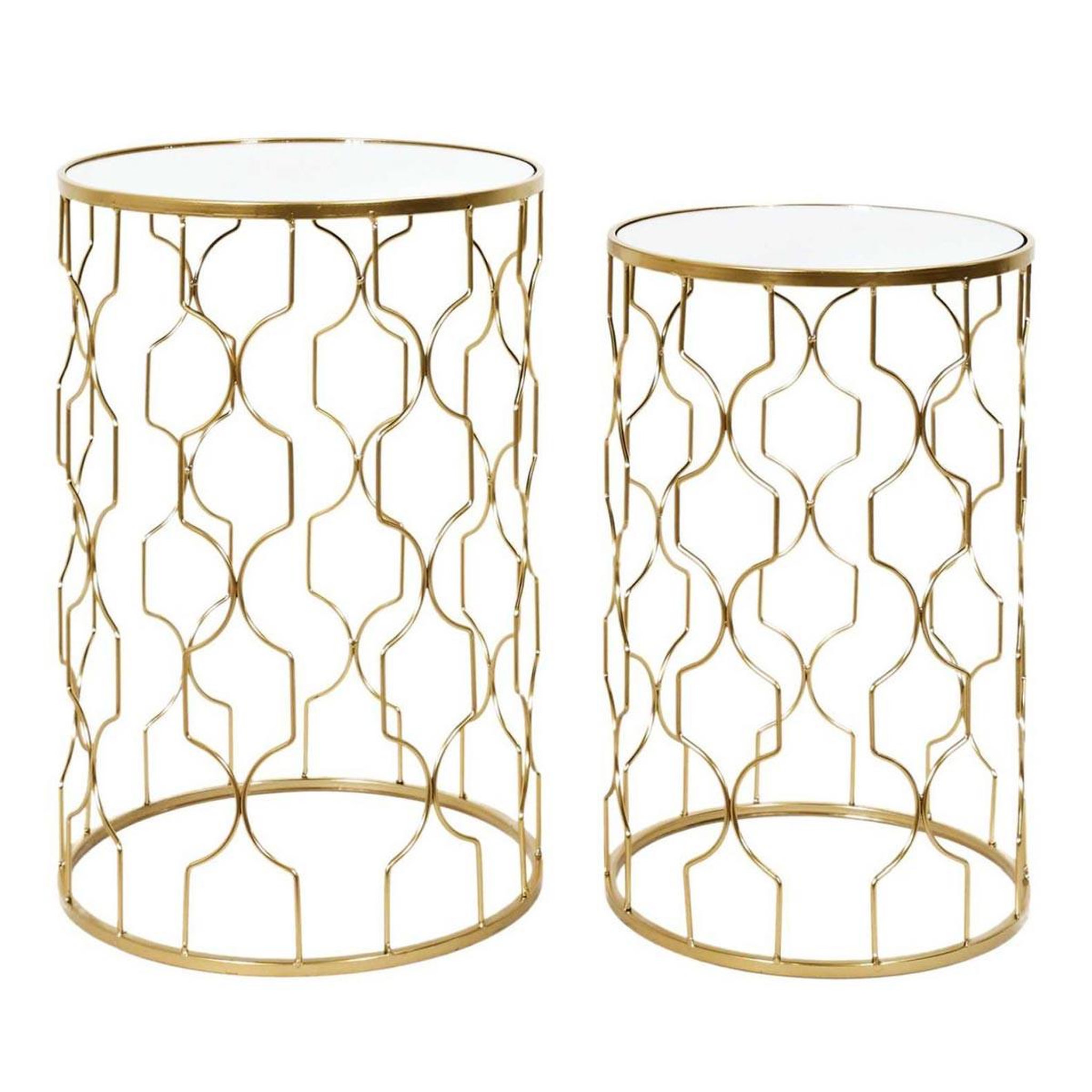 The Home Deco Factory Lot de 2 tables d'appoint gigognes  dubai  55cm or