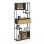 Voir la diapositive 4 : ID MARKET Etagère bibliothèque 6 niveaux asymétrique DETROIT avec tiroir design industriel 161 cm