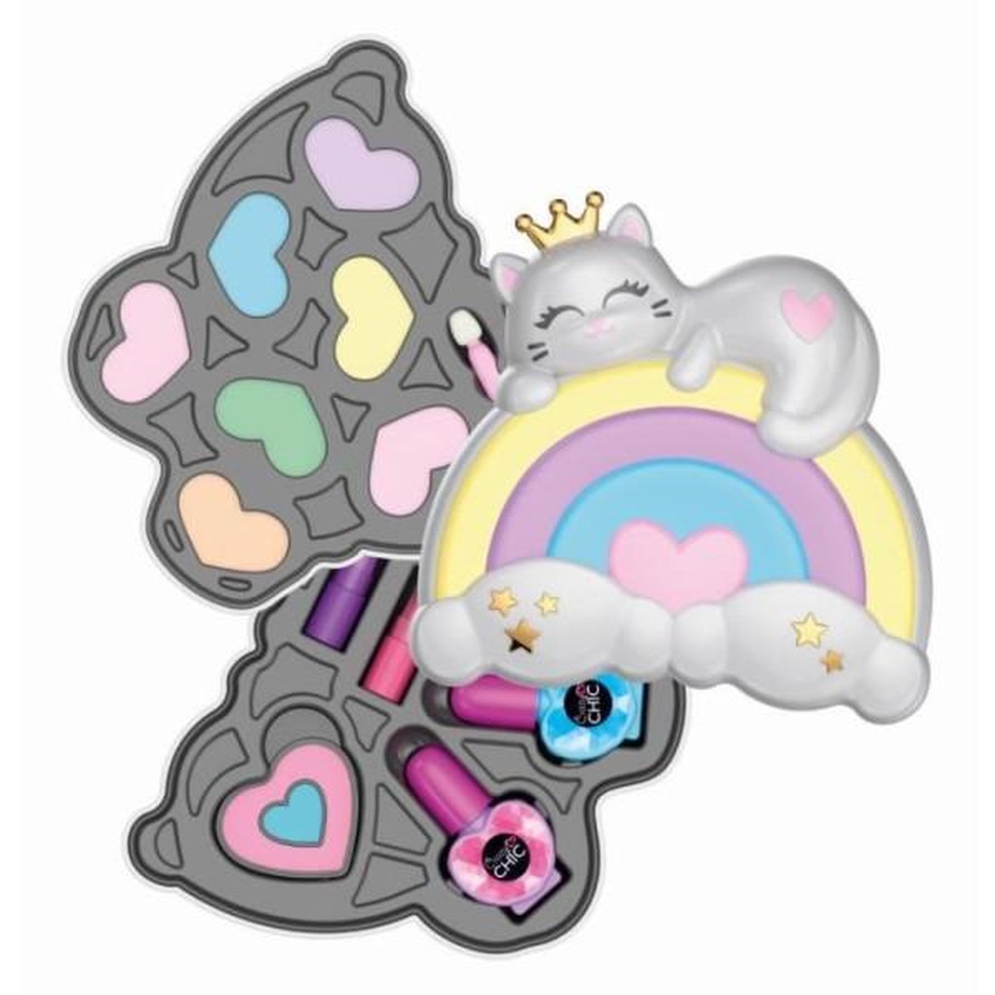 Voir la diapositive 2 : CLEMENTONI Clementoni - Coffret Maquillage Arc-en-ciel - 2 palettes fards a paupieres, rouge a levres et vernis a ongles - Dés 6 ans