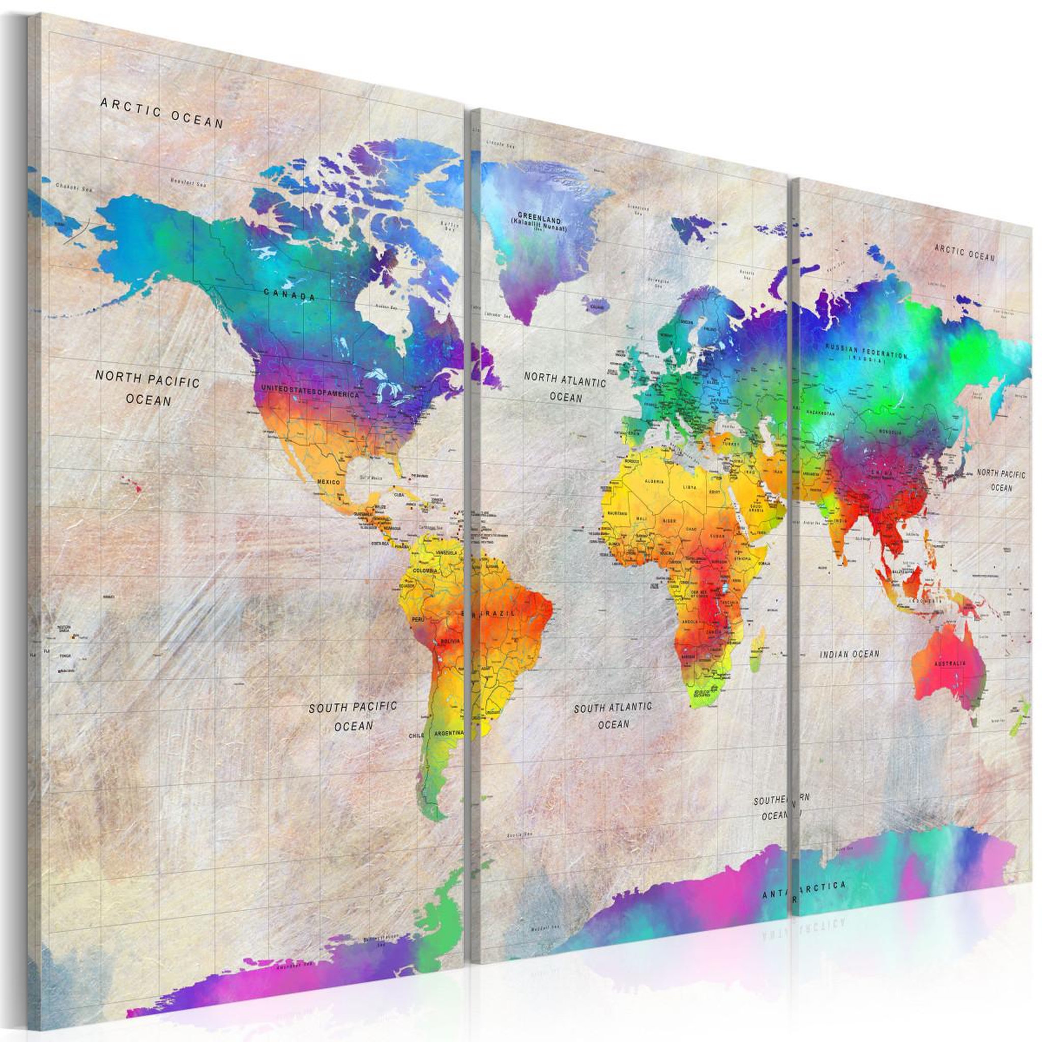Voir la diapositive 1 : Paris Prix Tableau Imprimé  World Map : Rainbow Gradient