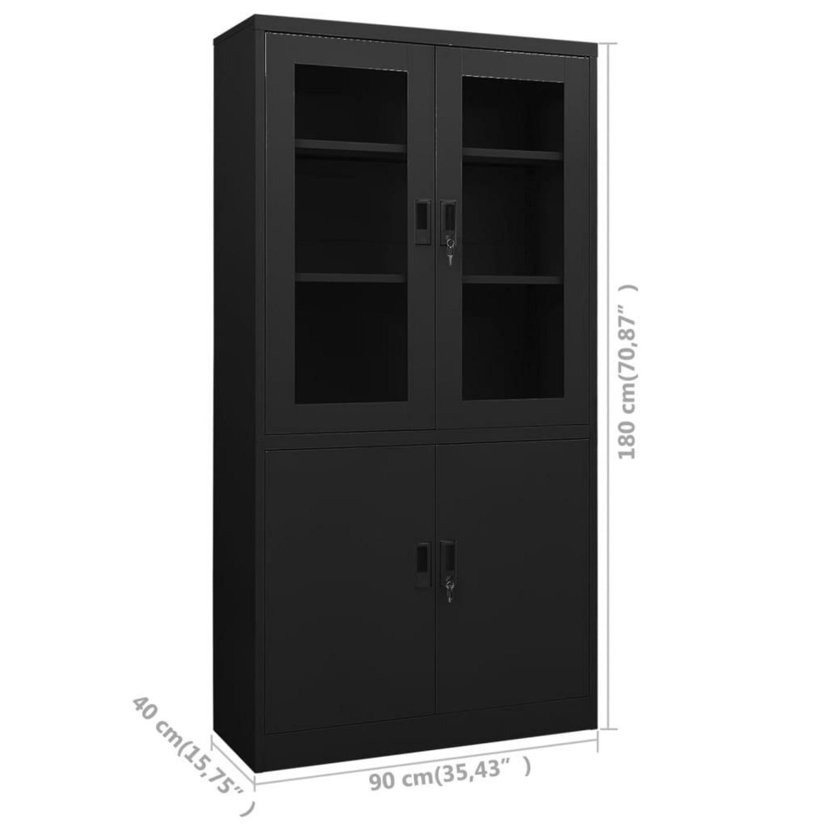 VIDAXL Armoire de bureau Noir 90x40x180 cm Acier