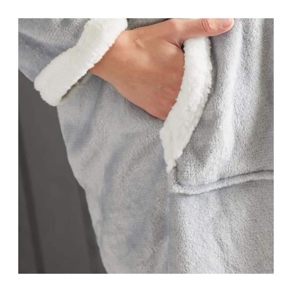 Today Sweat plaid polaire - TODAY - Manches longues et poche - 70 x 87 cm - Gris