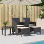 Voir la diapositive 3 : VIDAXL Canape de jardin 2 places avec table et tabourets noir rotin