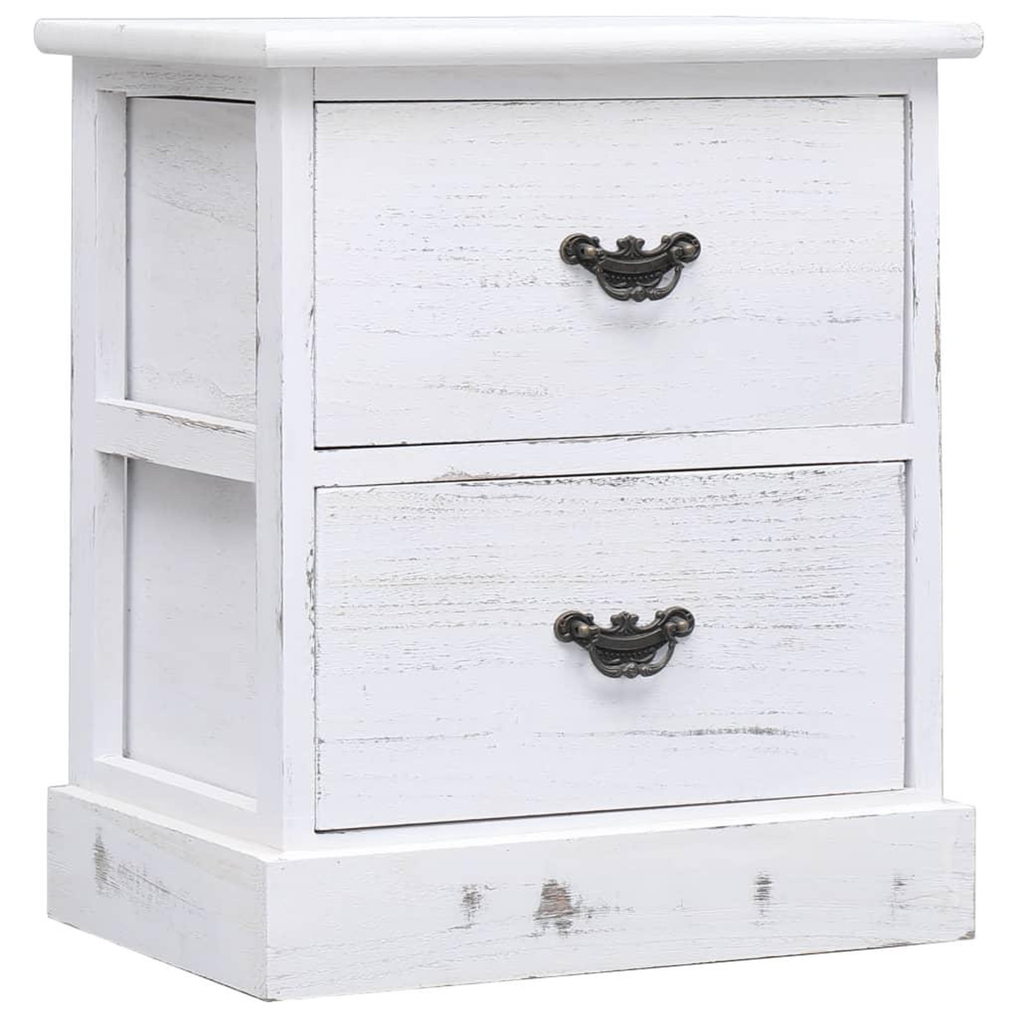 Voir la diapositive 1 : VIDAXL Table de chevet Blanc 38x28x45 cm Bois de Paulownia
