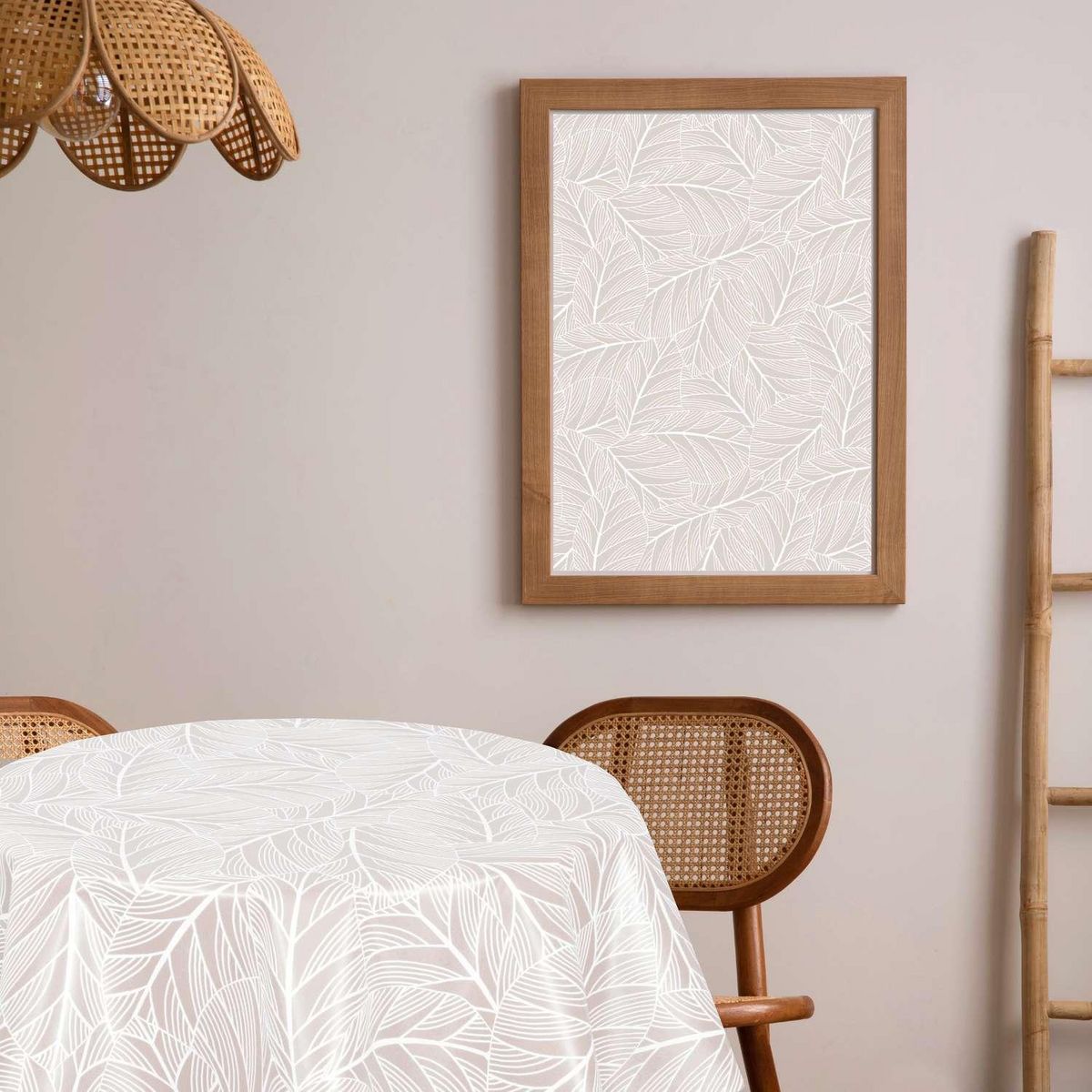 HABITABLE Nappe en toile cirée ronde Eloa - Diam. 135 cm - Ecru