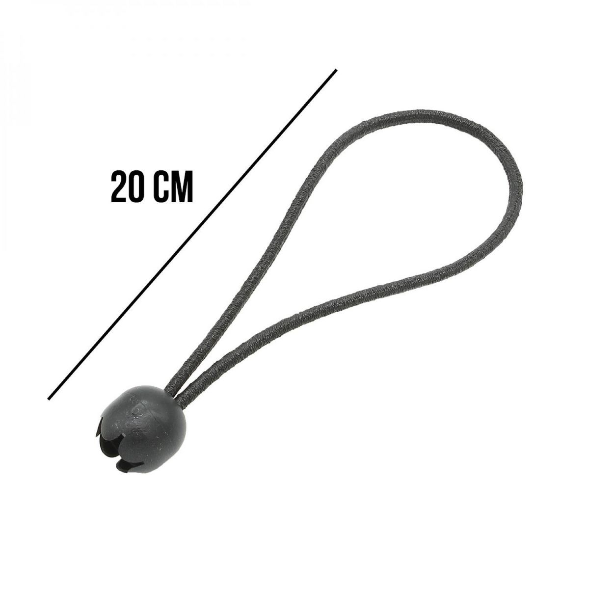 LINXOR Lot de 50 tendeurs sandows élastiques avec boule - 20 cm - Noir