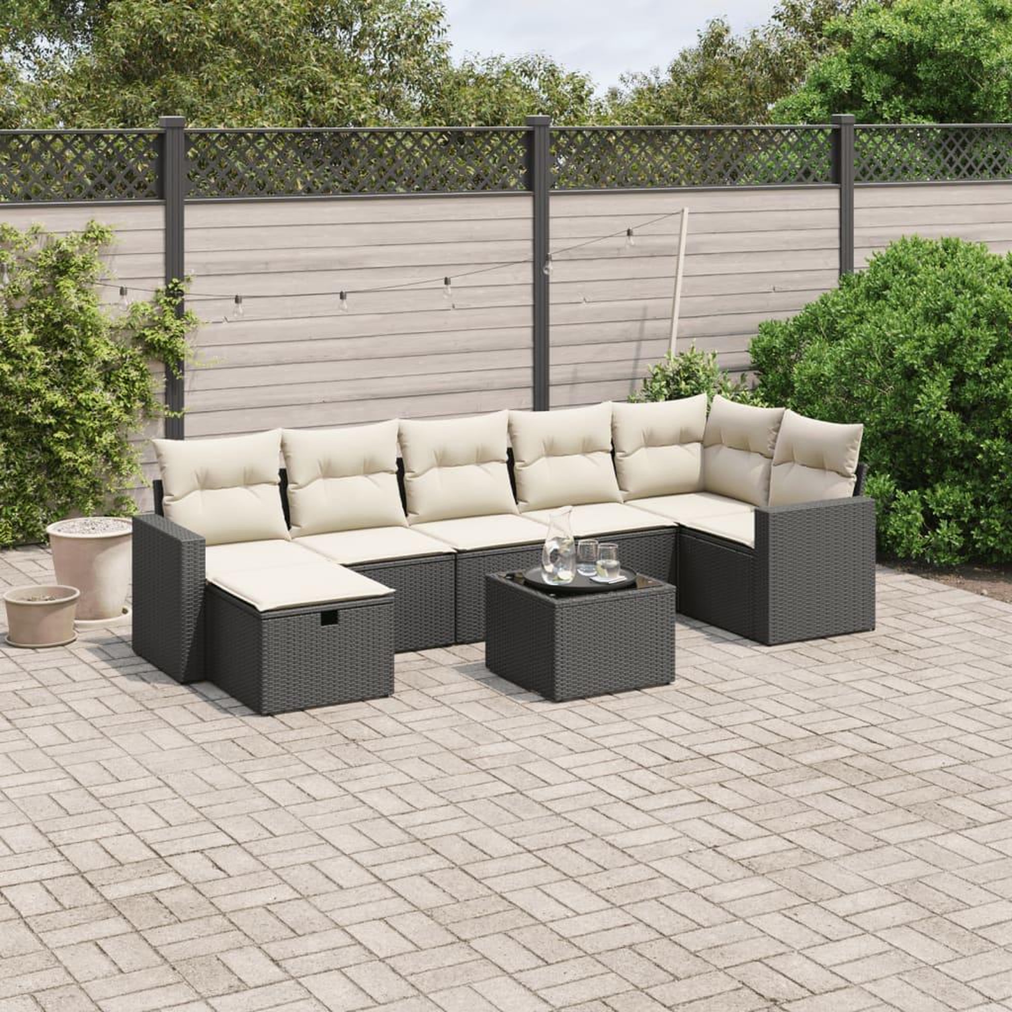 VIDAXL Salon de jardin 8 pcs avec coussins noir resine tressee