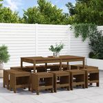 VIDAXL Ensemble a manger de jardin 13 pcs marron miel bois pin massif