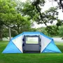 OUTSUNNY Tente de camping familiale 4-6 personnes 2 cabines fenêtre grande porte 4,3L x 2,4l x 1,7H m bleu blanc