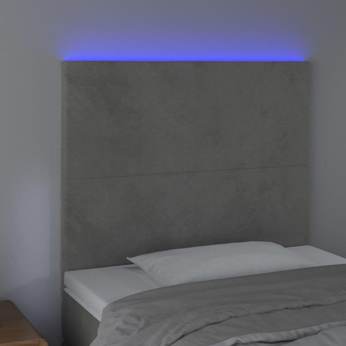 VIDAXL Tete de lit a LED Gris clair 100x5x118/128 cm Velours