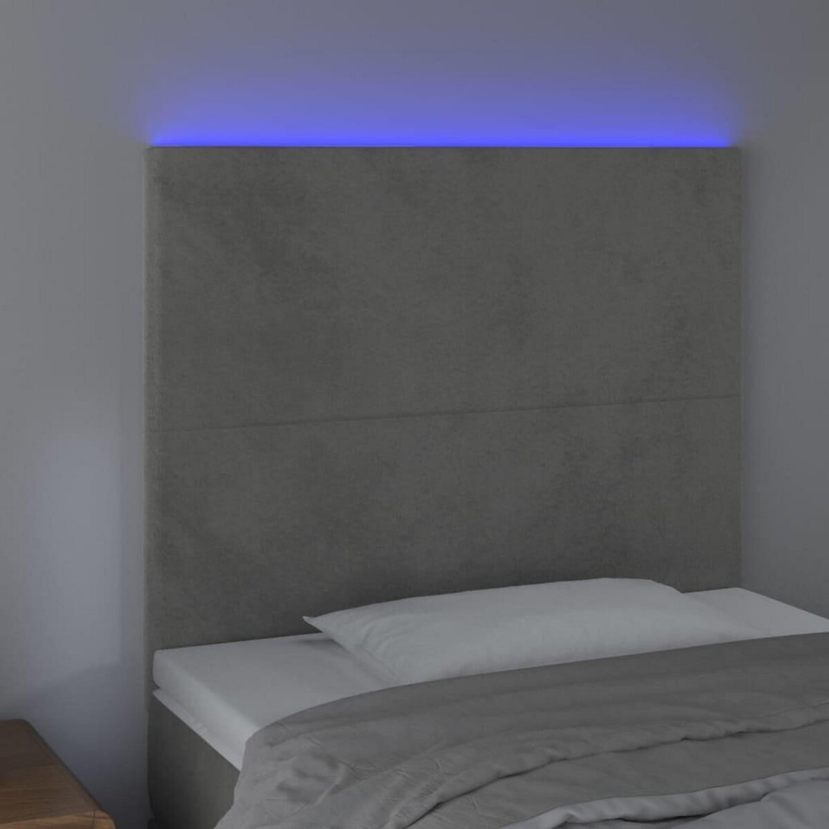 VIDAXL Tete de lit a LED Gris clair 100x5x118/128 cm Velours