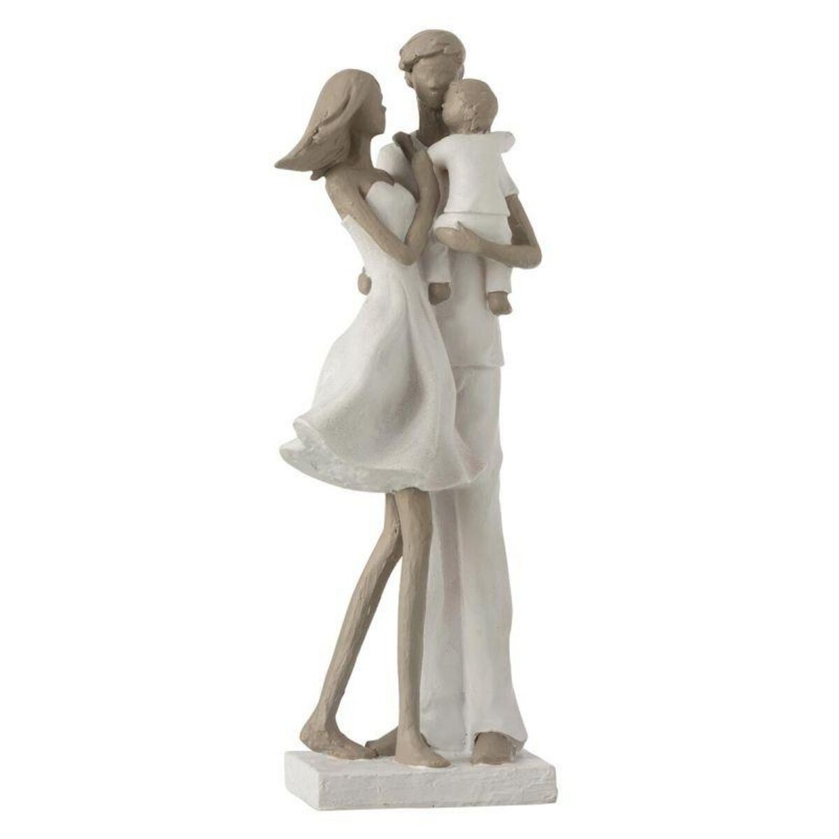 Paris Prix Statuette Déco Couple avec Enfant 31cm Blanc pas cher 