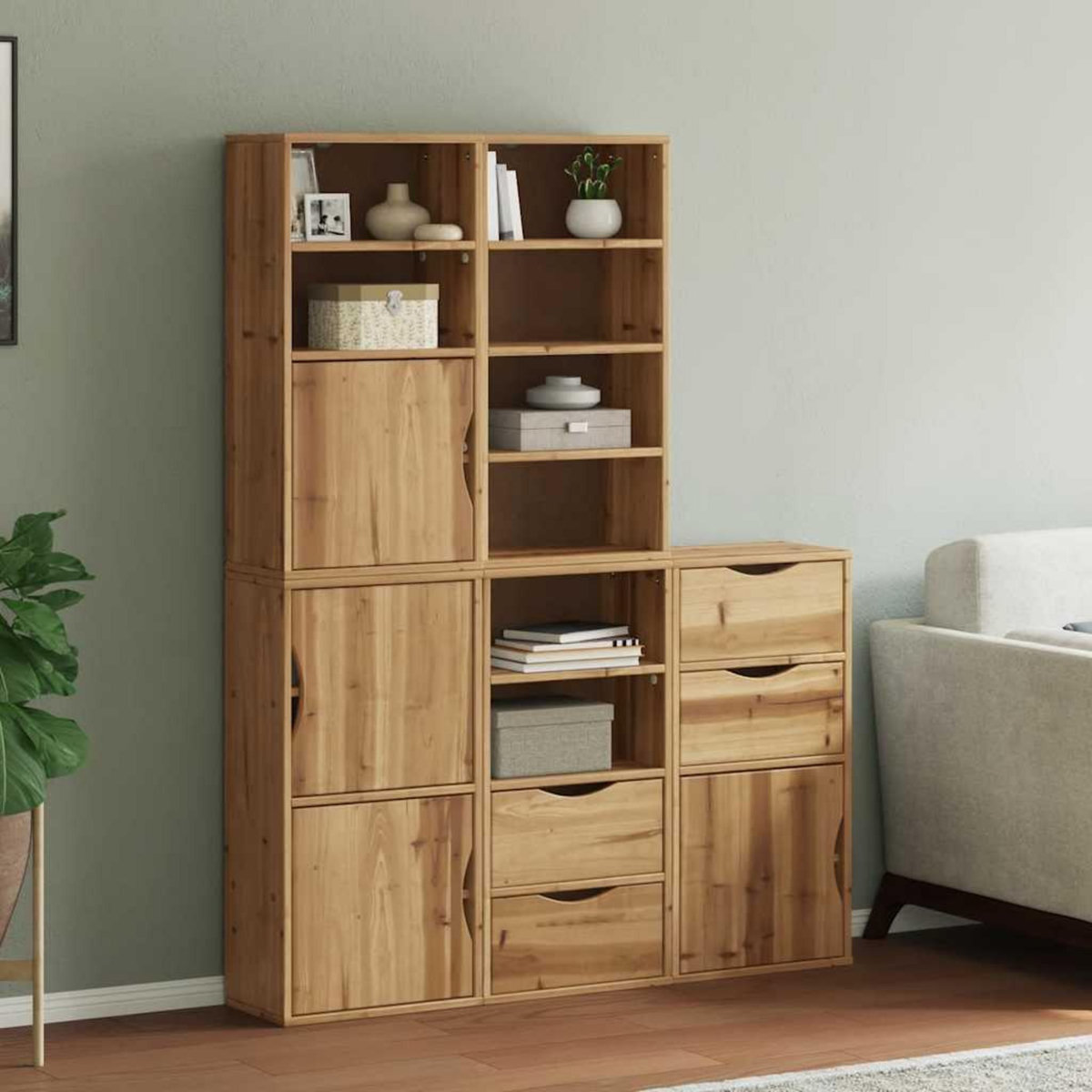 VIDAXL Armoires laterales 5 pcs ODDA 40x24x79 cm bois massif pin