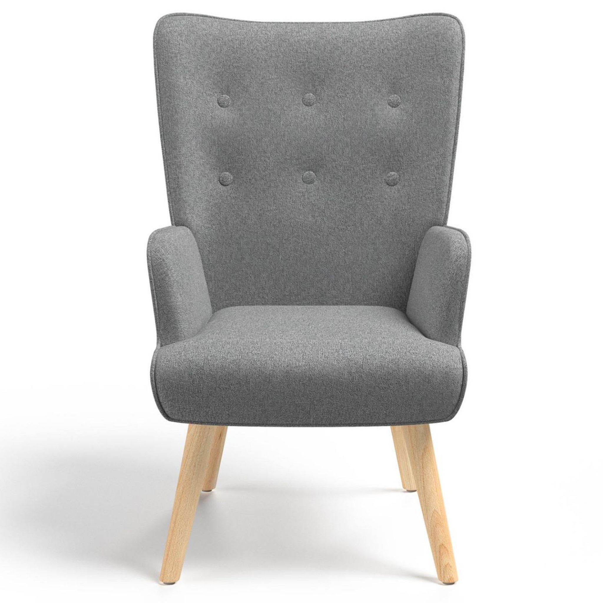 Voir la diapositive 3 : ID MARKET Fauteuil scandinave ivar en tissu gris clair