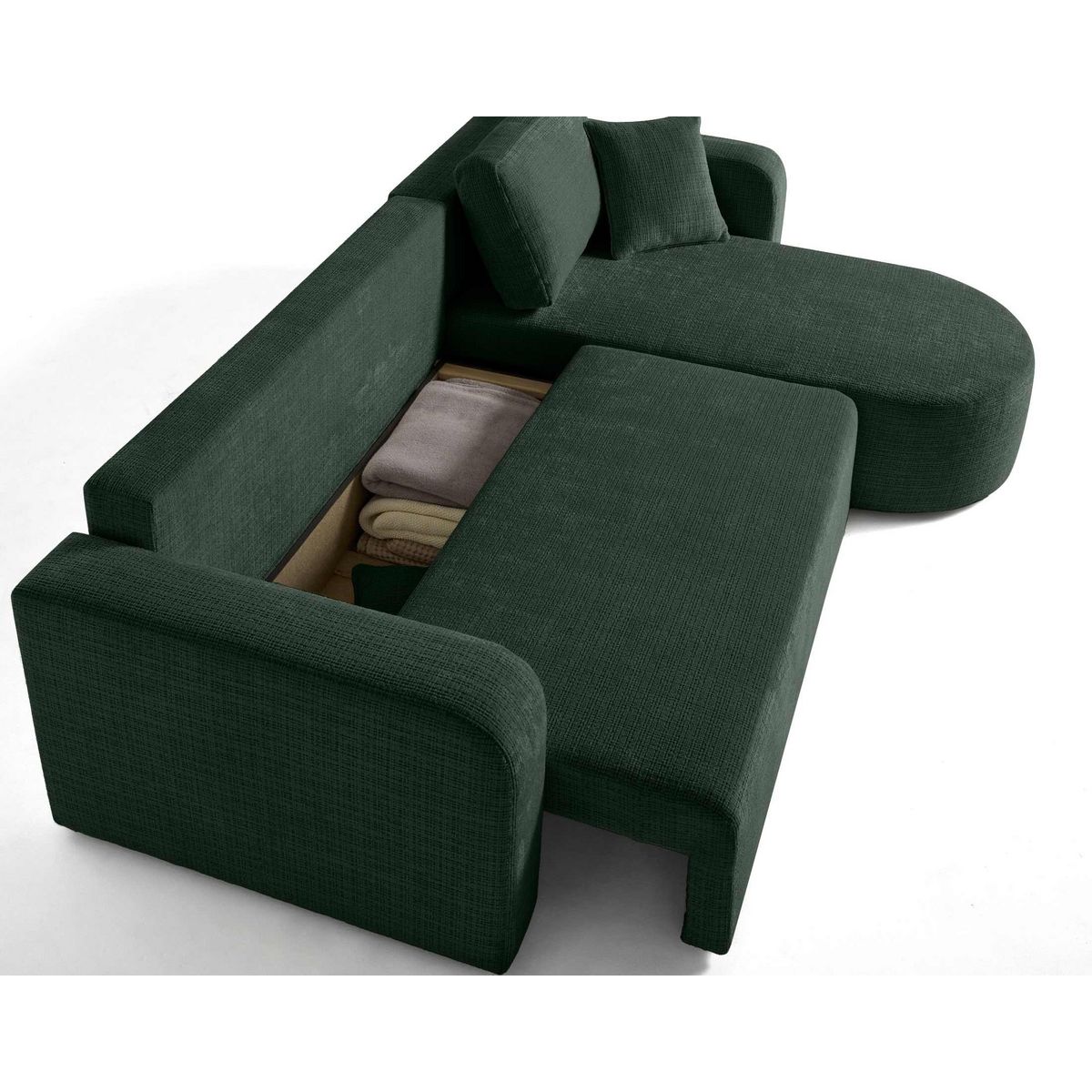 BEST MOBILIER Miro - canapé d'angle réversible - 4 places - convertible avec coffre - en velours texturé