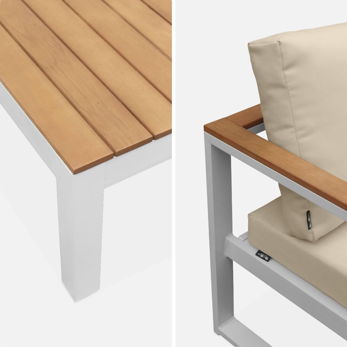 SWEEEK Salon de jardin 5 places en aluminium et eucalyptus – NAZCA