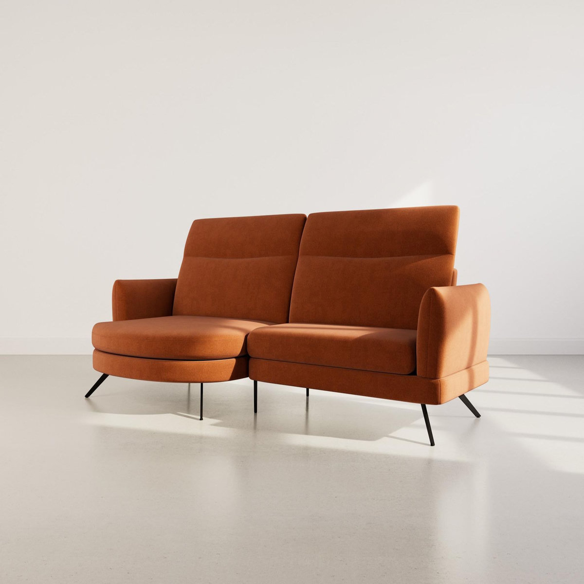 LISA DESIGN Terry - canapé d'angle gauche 4 places avec têtières réglables en tissu texturé