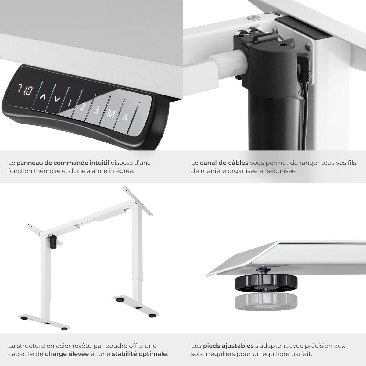 tectake Bureau assis debout avec réglage électrique de la hauteur