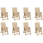 VIDAXL Chaises pliables de jardin avec coussins lot de 8 Bois d'acacia