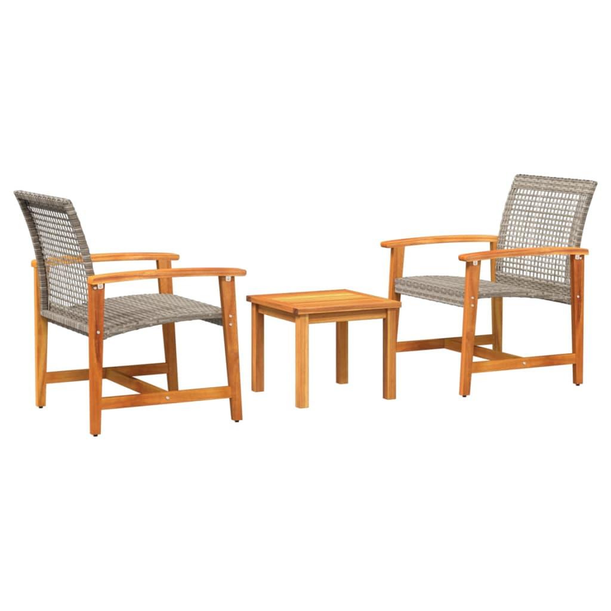 Voir la diapositive 2 : VIDAXL Ensemble de bistro 3 pcs gris resine tressee et bois d'acacia