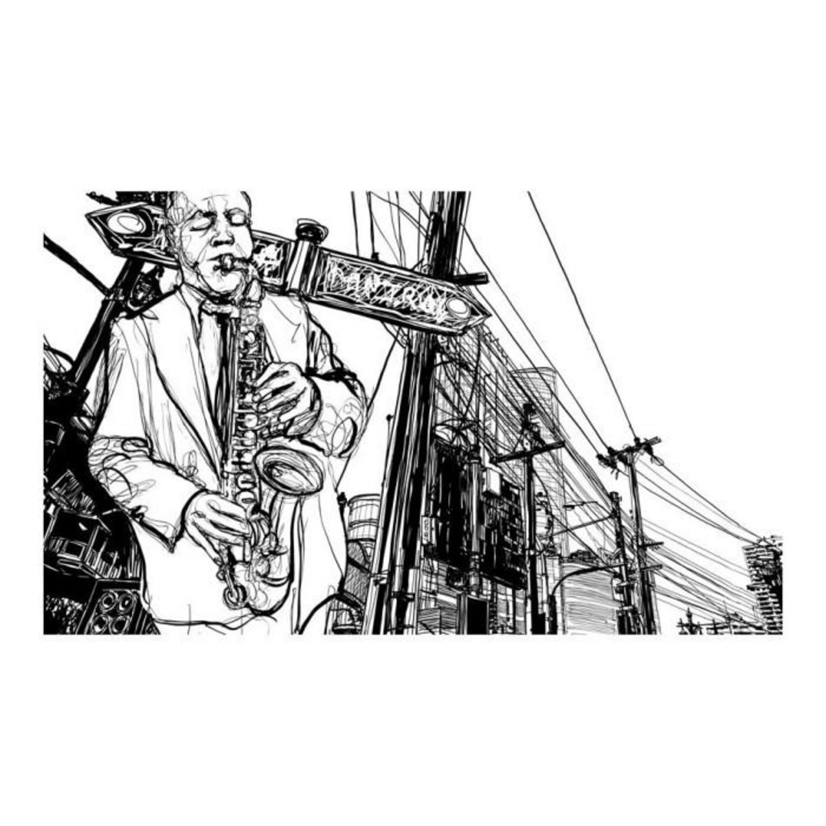 Paris Prix Papier Peint  Saxophone Recital on Broadway II  270x450cm