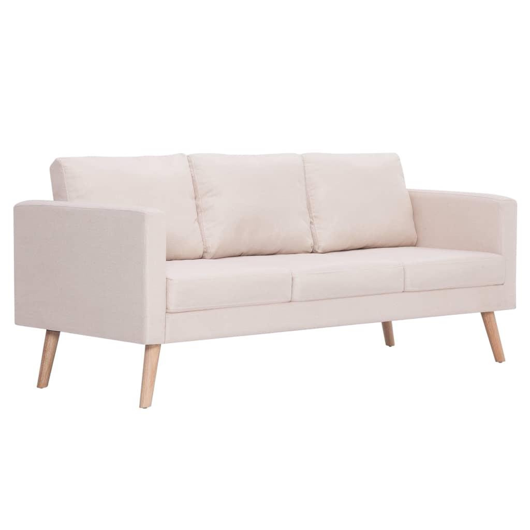Voir la diapositive 2 : VIDAXL Canape a 3 places Tissu Creme